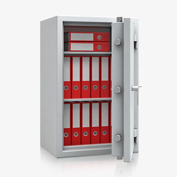 Massiver Aktentresor, Wertschutzschrank, Geldschrank, Safe, VdS Klasse 2, Einbruchsicher, 30 Min feuerfest, 1.006 x 635 x 510 (HxBxT), lichtgrau