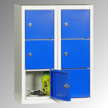 Schließfachsäule - 598 x 225 x 200 mm (HxBxT) - 3 Fächer - Türen mit Etikettenrahmen - lichtgrau/enzianblau
