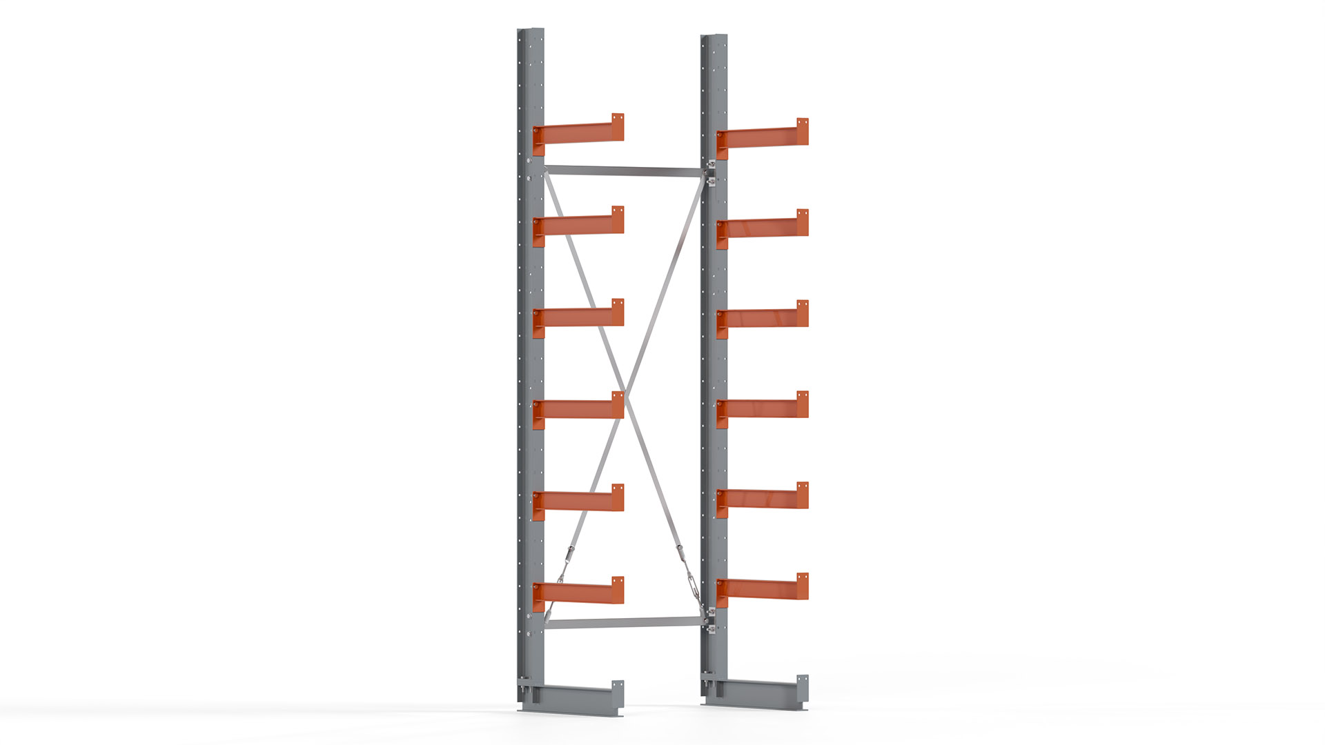 Kragarmregal KARL basic - lackiert - Breite: 100 cm - Höhe: 300 cm - Tiefe: 60 cm - Traglast je Kragarm: 730 kg - einseitig