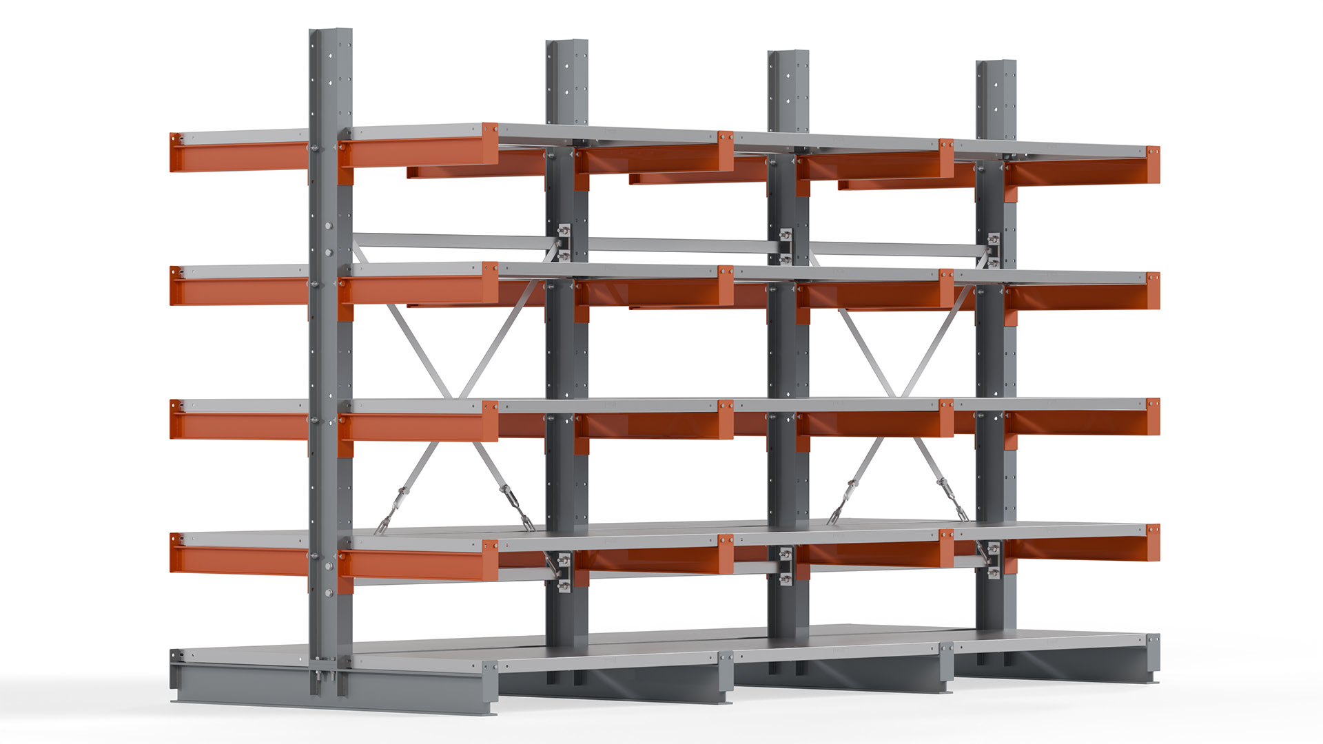 Kragarmregal KARL basic - lackiert - Breite: 300 cm - Höhe: 200 cm - Tiefe: 60 cm - Traglast je Kragarm: 740 kg - beidseitig