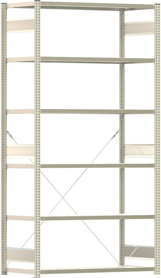 Fachbodenregal BERT - Breite: 128,5 cm - Tiefe: 60 cm - Höhe: 250 cm - 6 Böden - Grundregal