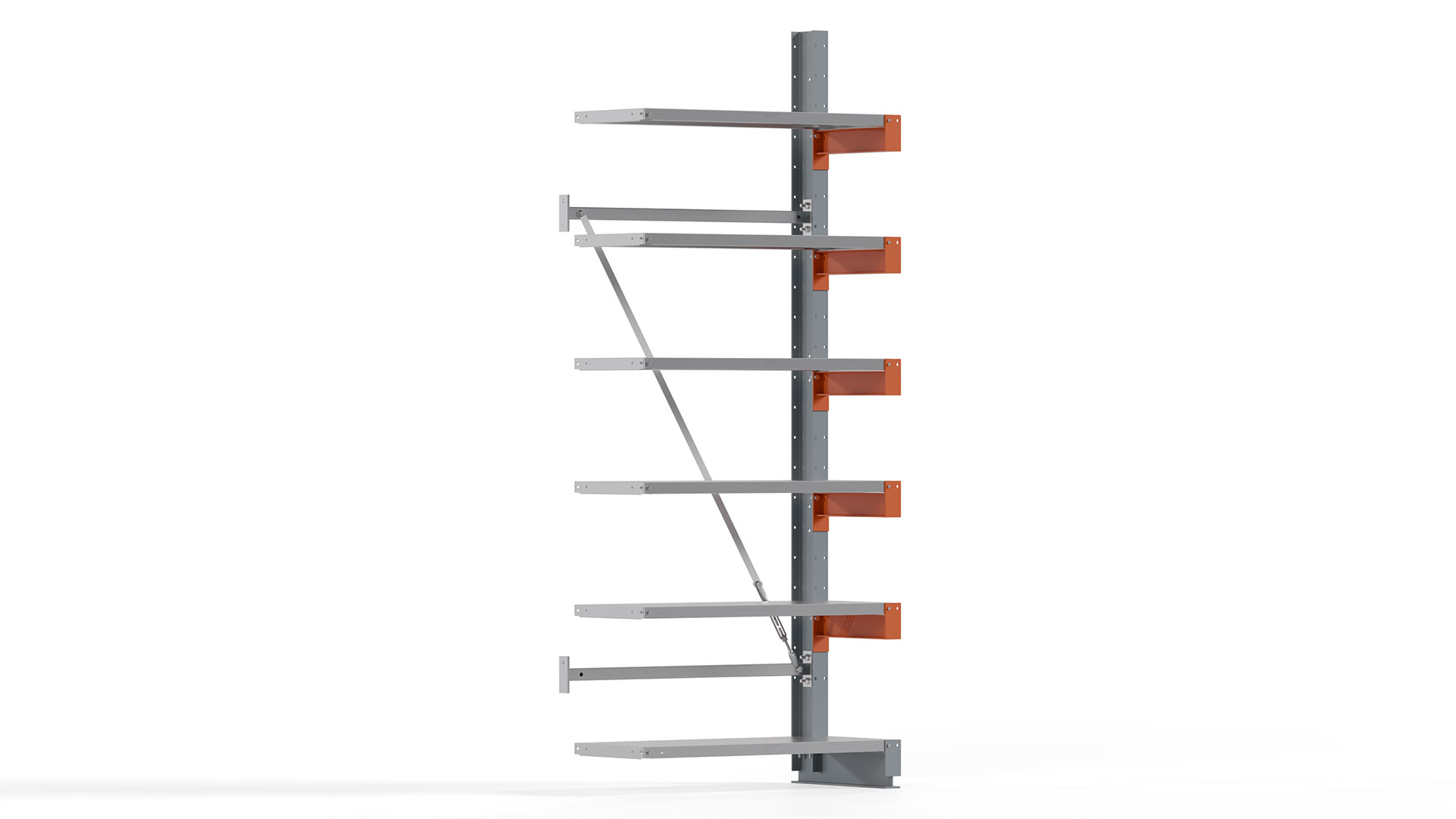 Kragarmregal KARL basic - Anbaufeld - Breite: 100 cm - Höhe: 250 cm - Tiefe: 52 cm - Traglast je Arm: 1100 kg - einseitig