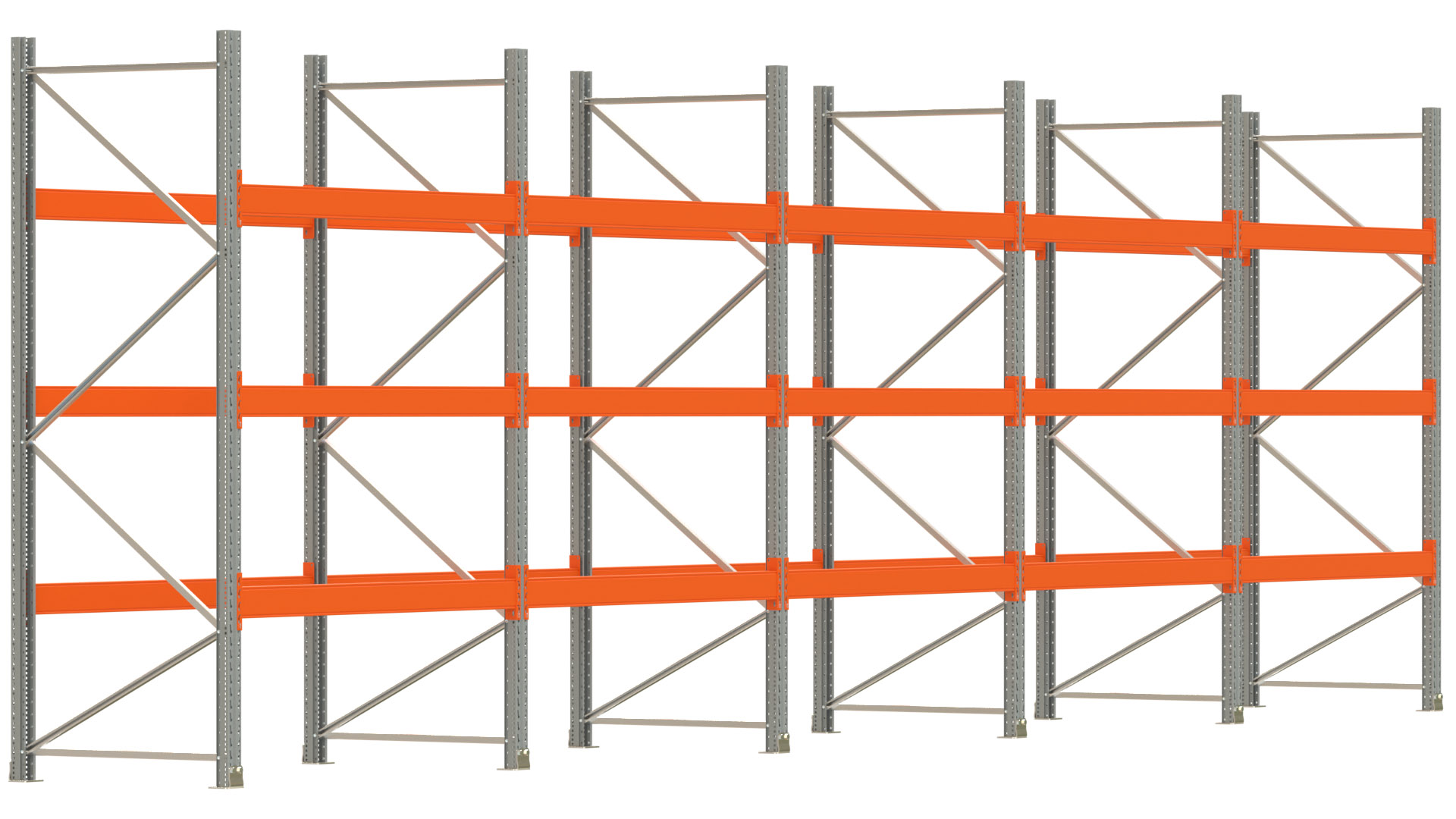 Palettenregal ARTUS - Breite 1001 cm - Höhe 300 cm - Tiefe 110 cm - 3 Träger-Ebenen - max. Fachlast 3000 kg - 40 Palettenstellplätze