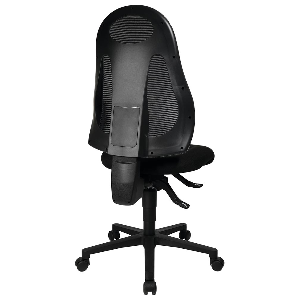 Bürostuhl, Schreibtischstuhl, Drehstuhl, Sitz-BxTxH 500x500x420-530 mm, Lehnenh. 620-690 mm, Netzrücken, Synchronm., Bandscheibensitz, schwarz