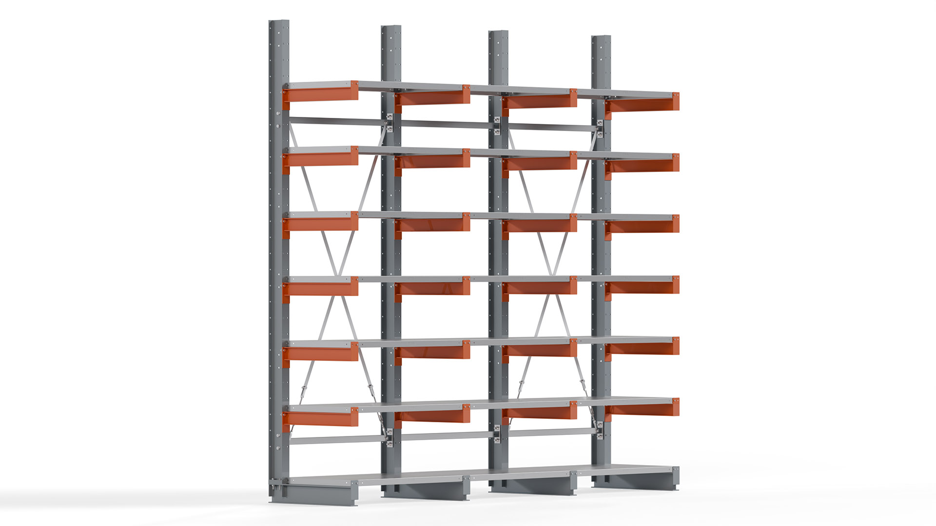 Kragarmregal KARL basic - lackiert - Breite: 300 cm - Höhe: 300 cm - Tiefe: 60 cm - Traglast je Kragarm: 730 kg - einseitig