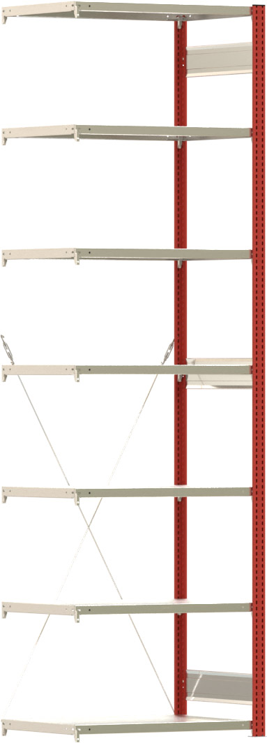 Fachbodenregal BERT - Breite: 87,5 cm - Tiefe: 60 cm - Höhe: 300 cm - 7 Böden - Anbauregal