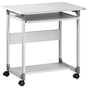 Computertisch, BxTxH 750x534x770 mm, 2 Böden, höhenverstellbarer Tastaturauszug, fahrbar, lichtgrau