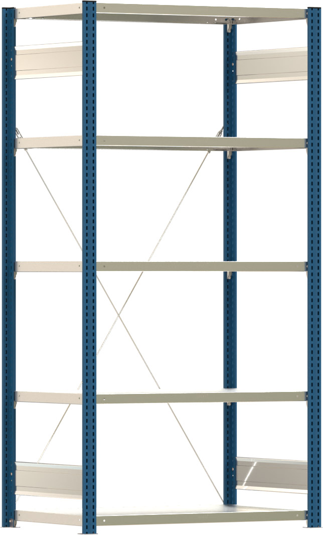 Fachbodenregal BERT - Breite: 100,5 cm - Tiefe: 60 cm - Höhe: 200 cm - 5 Böden - Grundregal