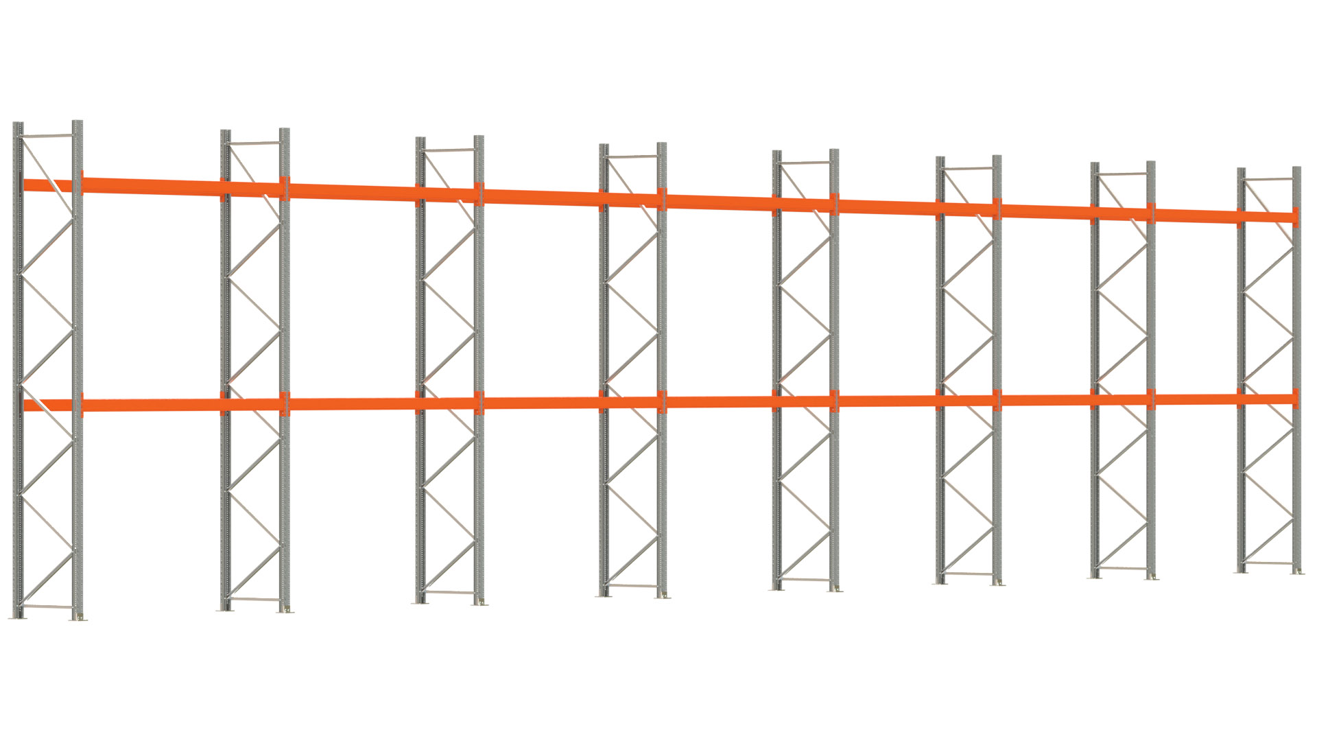 Palettenregal ARTUS - Breite 1958 cm - Höhe 450 cm - Tiefe 80 cm - Fachlast 2000 kg - 42 Palettenstellplätze