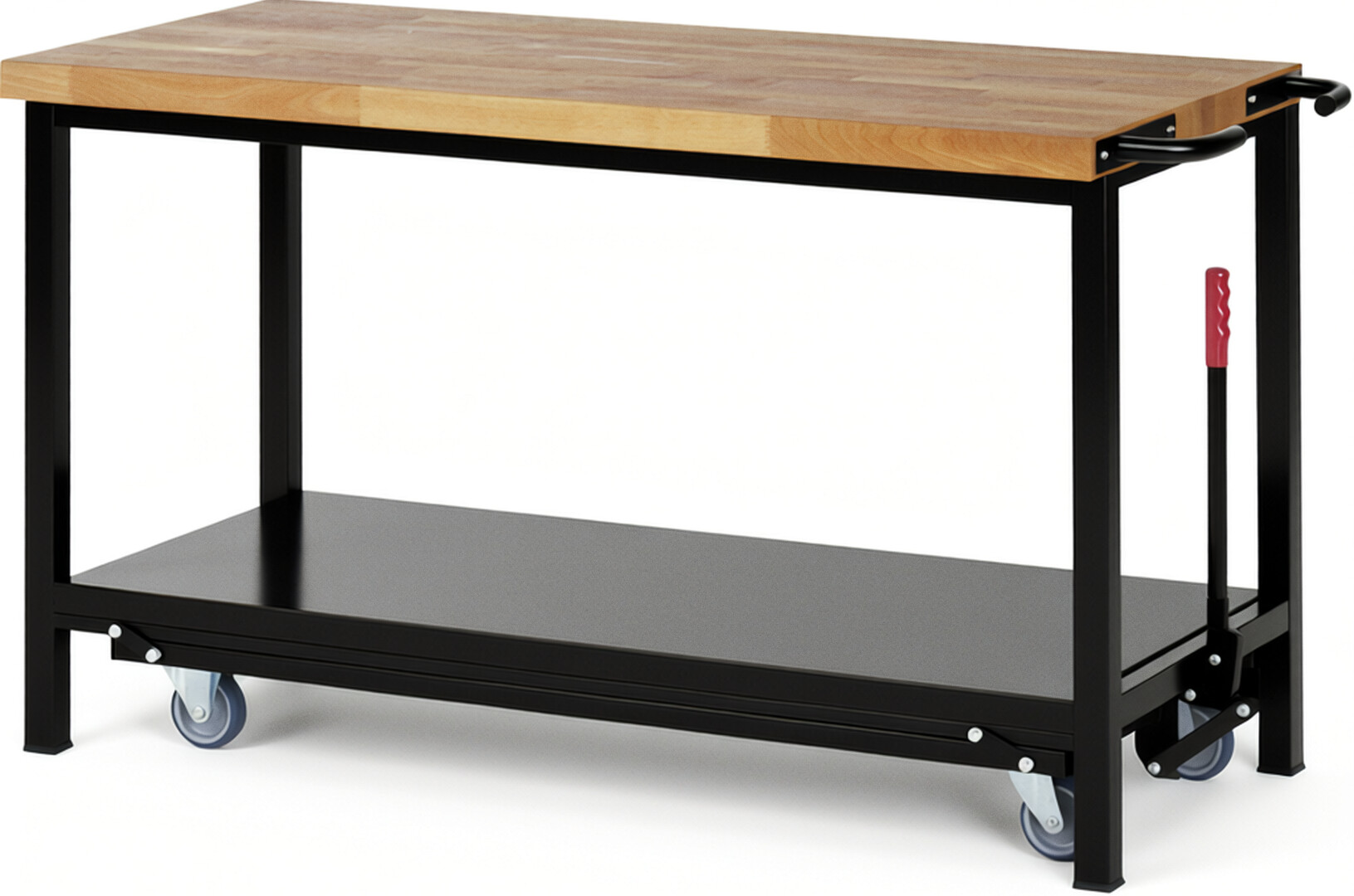 Absenkbare Werkbank - Modell 8000 BASIC schwarz, BxTxH 1500x700x880 mm,  Buche-Massiv Arbeitsplatte 40 mm