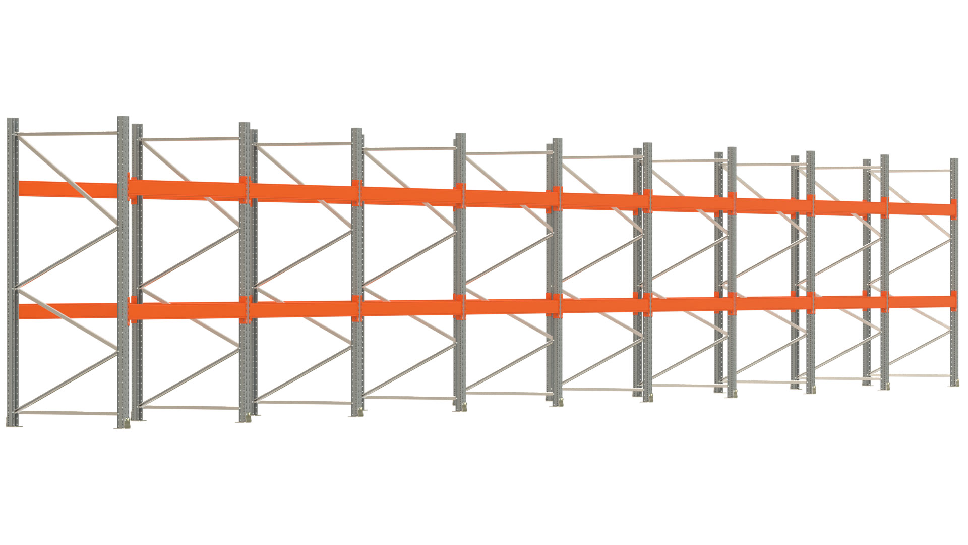 Palettenregal ARTUS - Breite 1795 cm - Höhe 250 cm - Tiefe 110 cm - Fachlast 3000 kg - 54 Palettenstellplätze