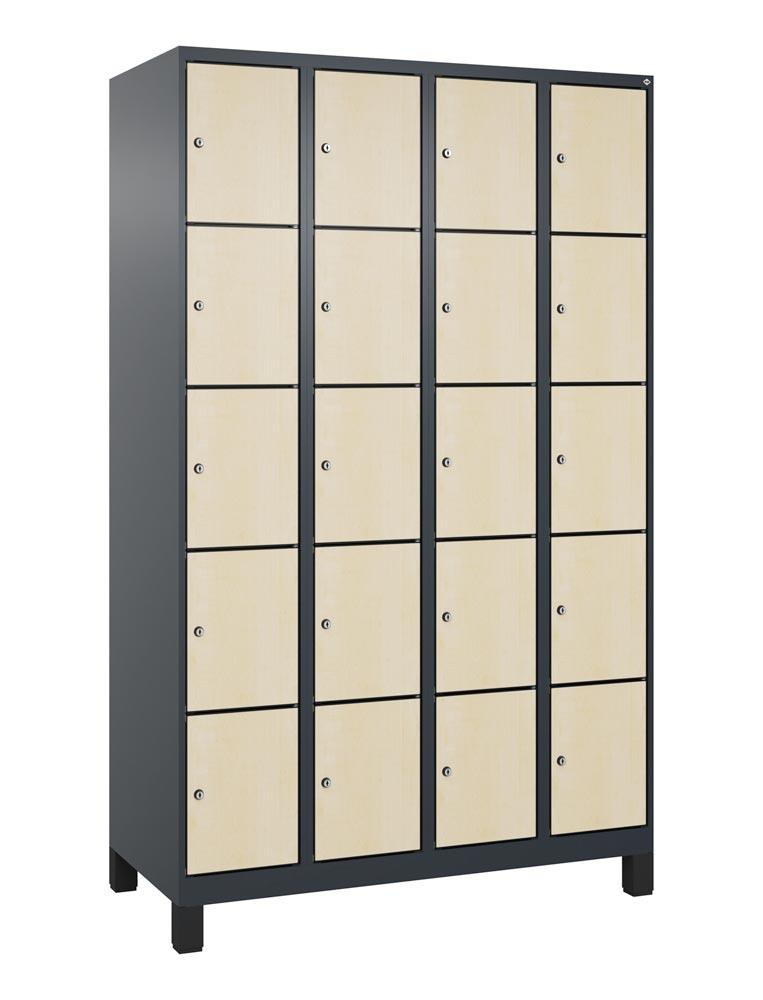 Fächerschrank mit MDF Türen, Breite 120 cm, Höhe 195 cm, Tiefe 50 cm, 20 Fächer
