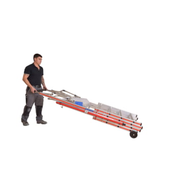 Plattformleiter - Leiterlänge 2.060 mm - höhenverstellbar - Plattform mit Geländer - mit Ablageschale - Aluleiter