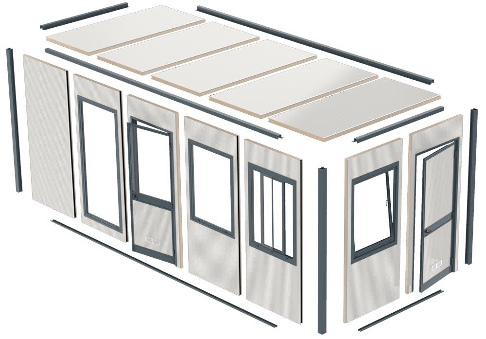 Mehrzweckraum für den Innenbereich, in Stapelbox aus Holz, 10 Elemente, ohne Boden, BxTxH 35902440x2600 mm