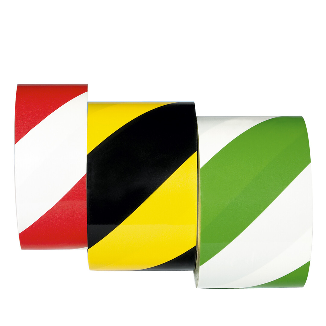 Bodenmarkierung, Markierband, Rolle mit 33 Meter Länge, Breite 75 mm, Farbe rot/weiß, MINDESTBESTELLMENGE 12 Rollen