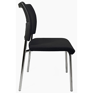 Stapelstuhl, Sitz-BxTxH 480x450x430 mm, Gesamthöhe 830 mm, 4-Fuß-Gestell verchromt, Sitz- + Rückenpolster schwarz, VE 2 Stück