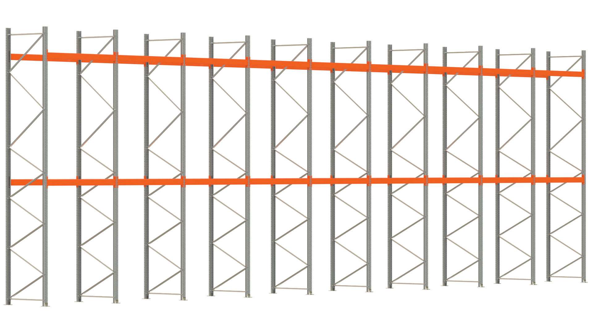 Palettenregal ARTUS - Breite 1795 cm - Höhe 550 cm - Tiefe 110 cm - Fachlast 2000 kg - 54 Palettenstellplätze