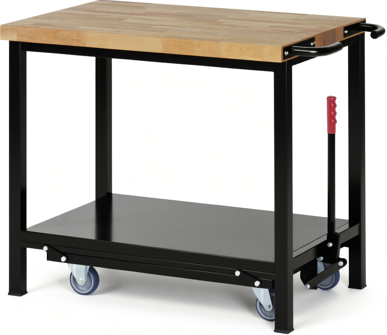 Absenkbare Werkbank - Modell 8000 BASIC schwarz, BxTxH 1000x700x880 mm,  Buche-Massiv Arbeitsplatte 40 mm