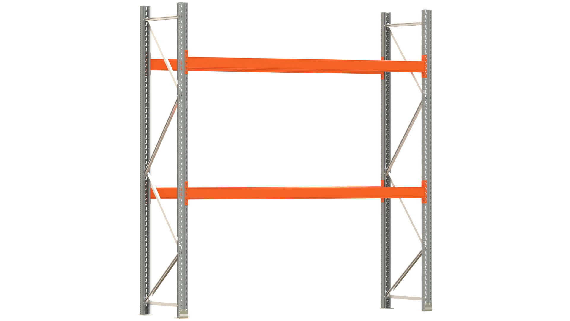 Palettenregal ARTUS - Breite 287 cm - Höhe 300 cm - Tiefe 80 cm - 2 Träger-Ebenen - max. Fachlast 2100 kg - 6 Palettenstellplätze