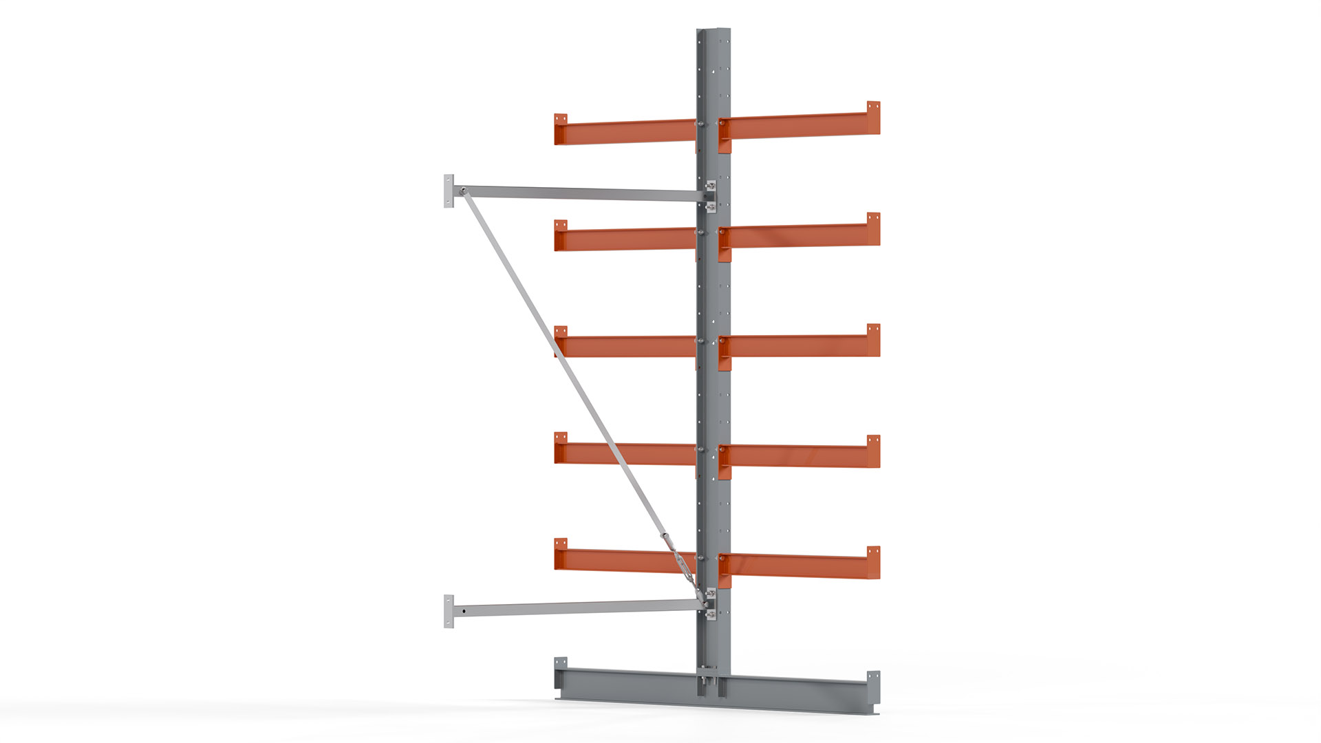 Kragarmregal KARL basic - Anbaufeld - Breite: 100 cm - Höhe: 250 cm - Tiefe: 172 cm - Traglast je Arm: 550 kg - doppelseitig