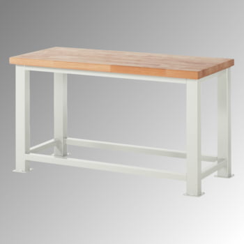 Schwerlastwerkbank - 50 mm Buchenplatte - Tragkraft 2.500 kg - 850 x 1.500 x 900 mm (HxBxT) - lichtgrau