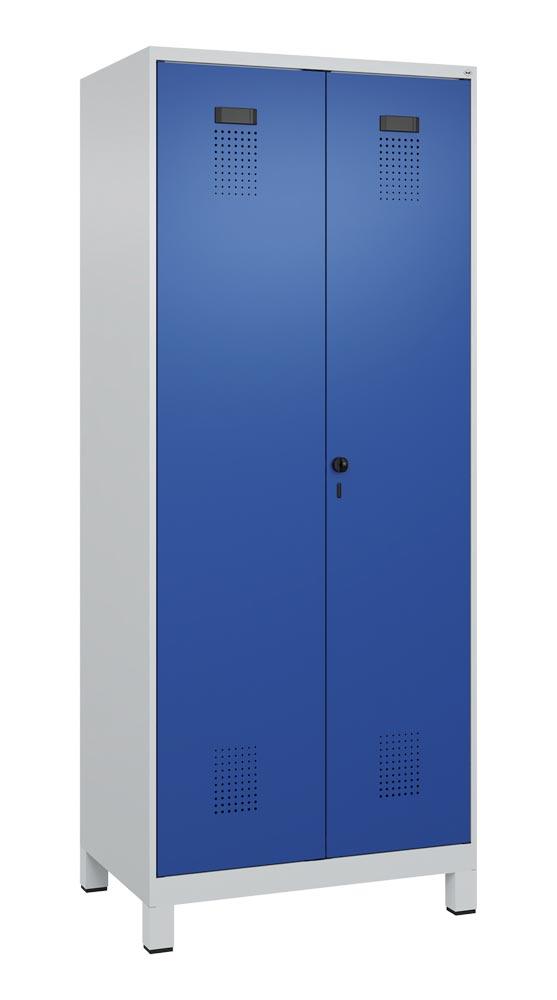 Spind, Kombischrank Premium Plus, BxTxH 800x500x1950 mm, 2 Abteile a 400 mm, mit Füßen, Drehriegel, RAL 7035/5010