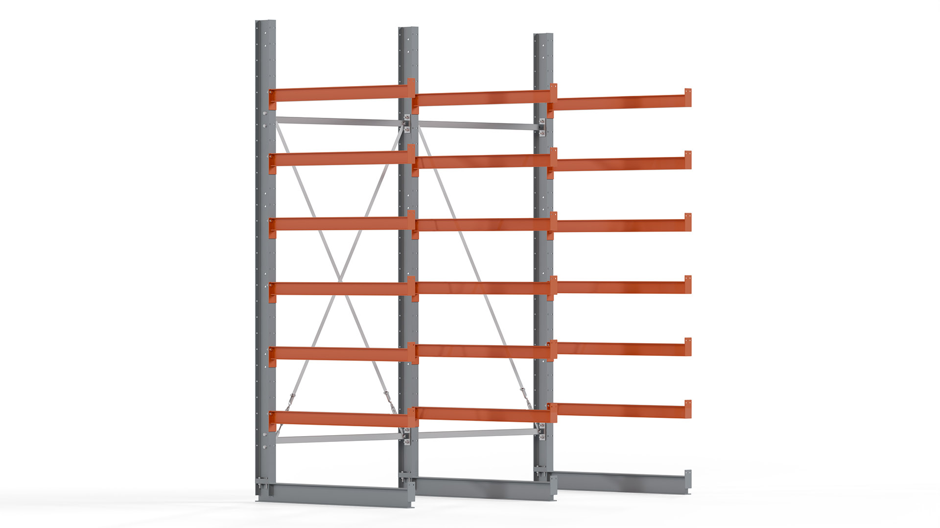 Kragarmregal KARL basic - lackiert - Breite: 256 cm - Höhe: 300 cm - Tiefe: 120 cm - Traglast je Kragarm: 370 kg - einseitig