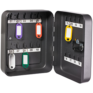 Schlüsselkasten, Stahlblech, für 20 Schlüssel, BxTxH 160x80x200 mm, Zahlenschloss, anthrazit