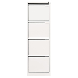 Hängeregisterschrank, BxTxH 413x622x1321 mm, einbahnig, 4 Schubladen, Griffleiste, verkehrsweiß