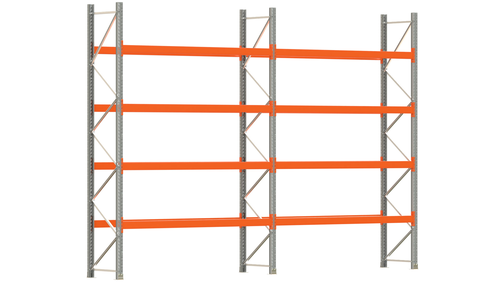 Palettenregal ARTUS - Breite 565,5 cm - Höhe 400 cm - Tiefe 80 cm - Fachlast 2320 kg - 20 Palettenstellplätze