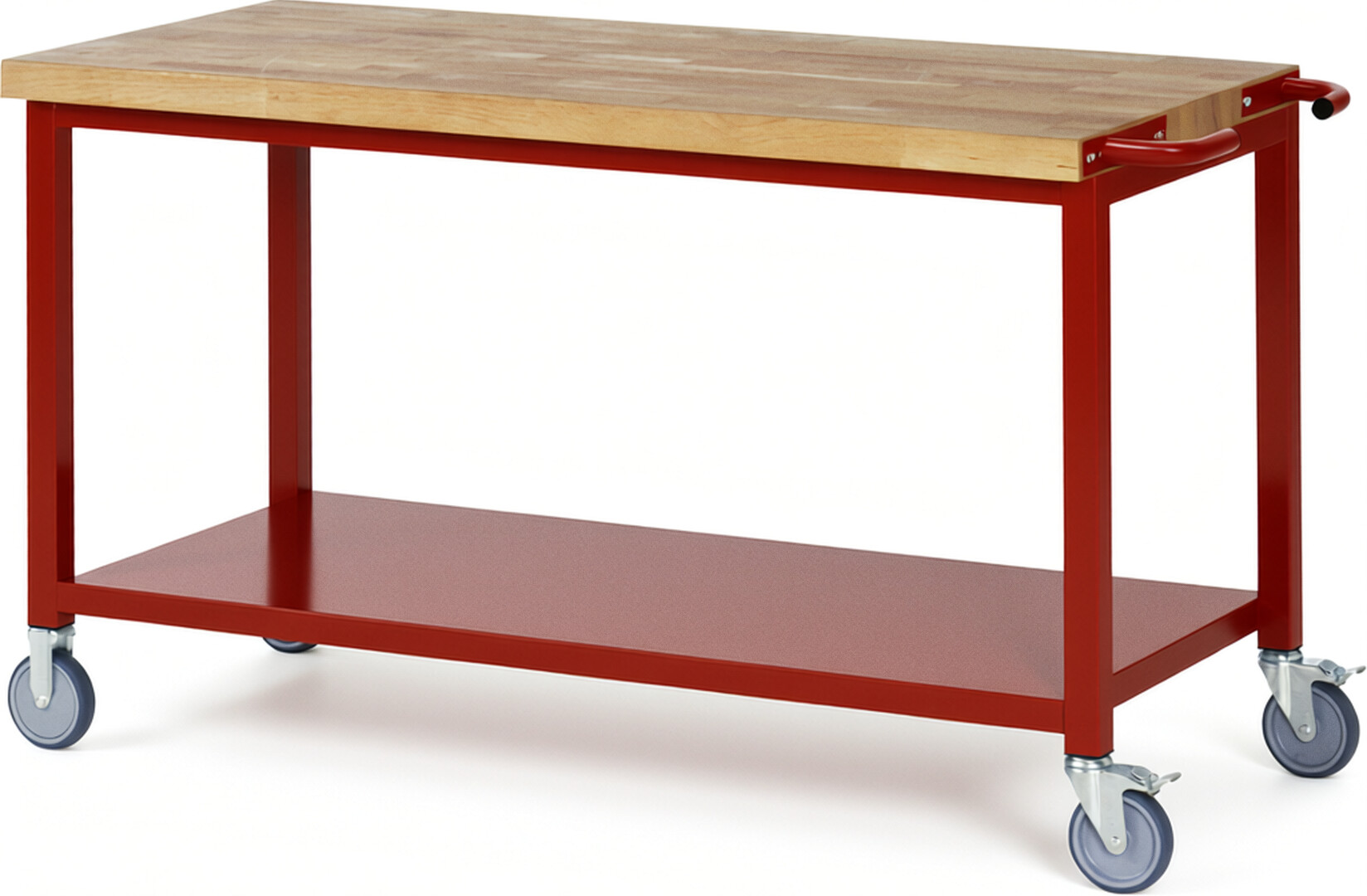 RAU Werkbank rot - Breite 150 cm - Tiefe 70 cm - Höhe 88 cm - Buche-Massiv Arbeitsplatte 40 mm