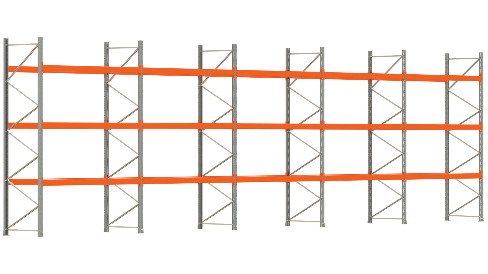 Palettenregal ARTUS - Breite 1401 cm - Höhe 400 cm - Tiefe 110 cm - Fachlast 2910 kg - 60 Palettenstellplätze