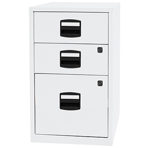 Bürocontainer, Standcontainer, BxTxH 413x400x672 mm, 2 Schubladen, 1 Hängeregistratur, verkehrsweiß