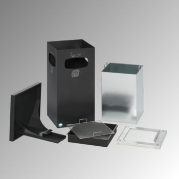 Kombiascher, Abfallbehälter-Aschenbecher für Außen (HxBxT)910x395x395 mm - Farbe schwarzgrau
