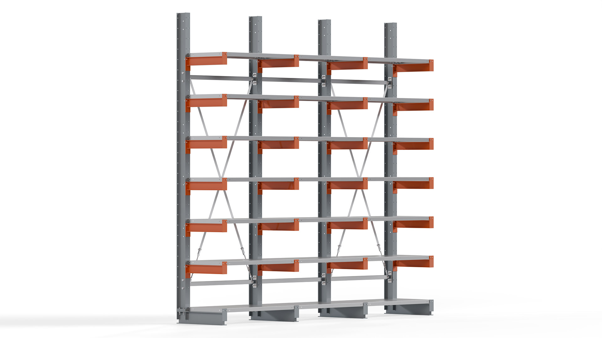 Kragarmregal KARL basic - lackiert - Breite: 300 cm - Höhe: 300 cm - Tiefe: 50 cm - Traglast je Kragarm: 870 kg - einseitig