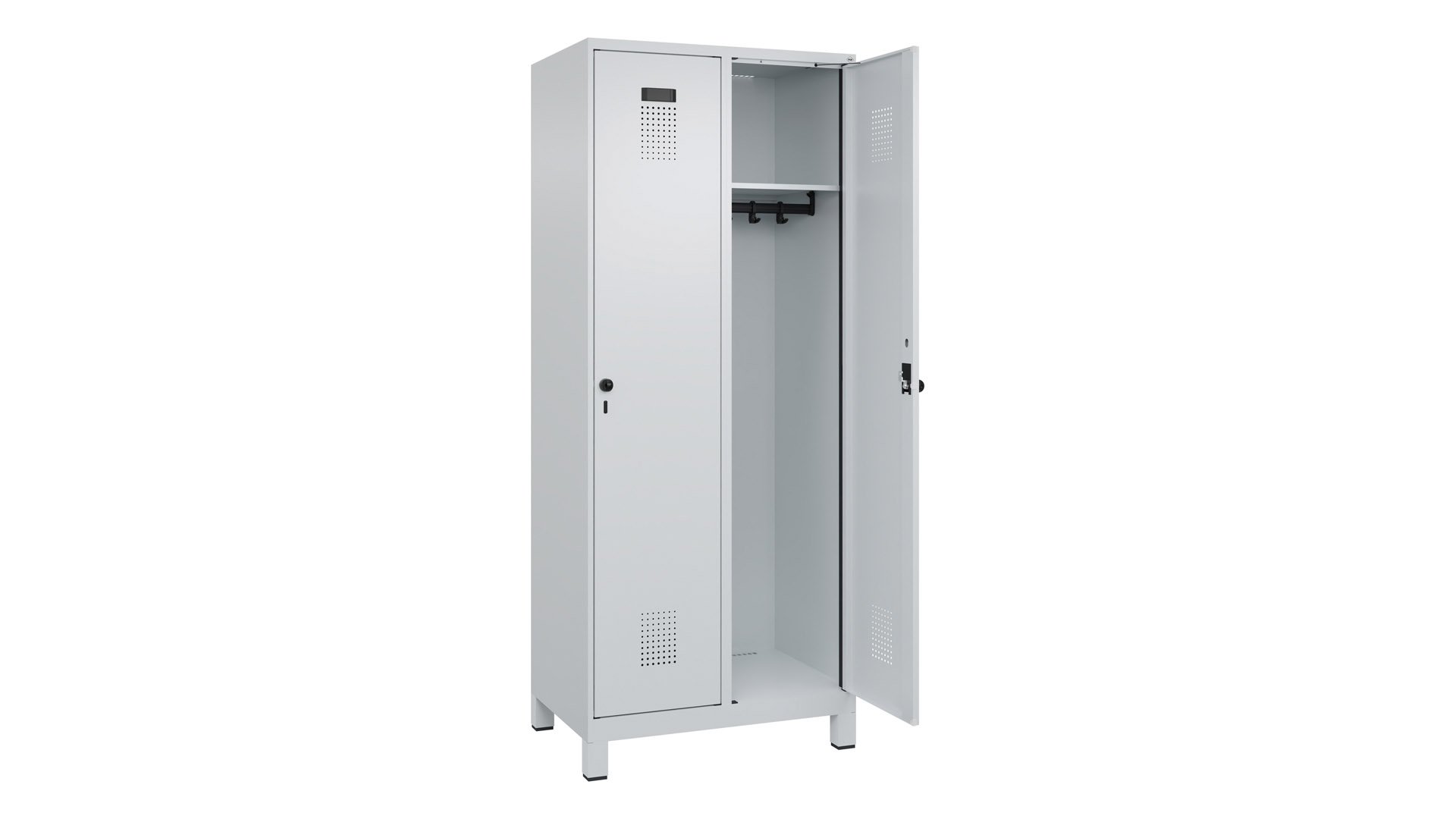 Spind - Garderobenschrank, Breite 80 cm, Höhe 195 cm, Tiefe 50 cm, 2 Abteile