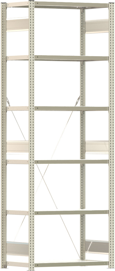 Fachbodenregal BERT - Breite: 87,5 cm - Tiefe: 50 cm - Höhe: 250 cm - 6 Böden - Grundregal