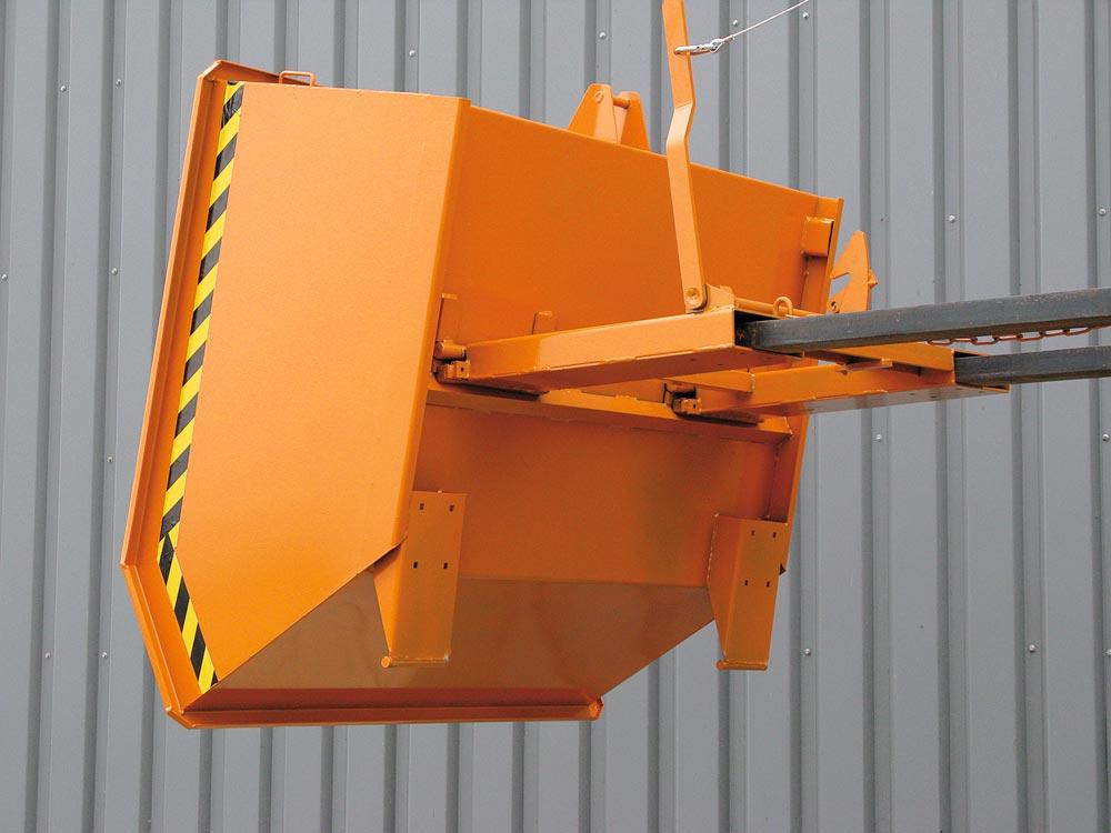 Kippbehälter in niedriger Bauhöhe, 1500 kg, LxBxH 1550x1300x750 mm, 1000 Liter, enzianblau