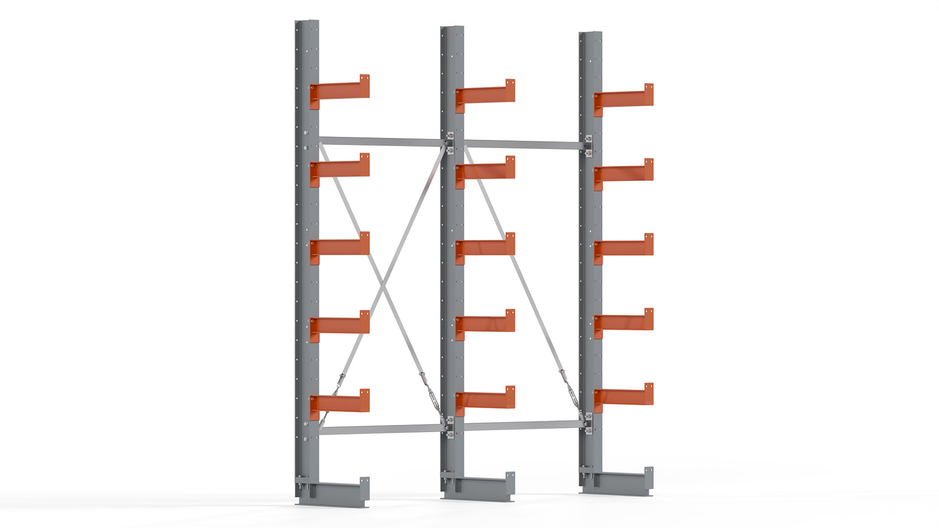 Kragarmregal KARL basic - lackiert - Breite: 200 cm - Höhe: 250 cm - Tiefe: 40 cm - Traglast je Kragarm: 1100 kg - einseitig