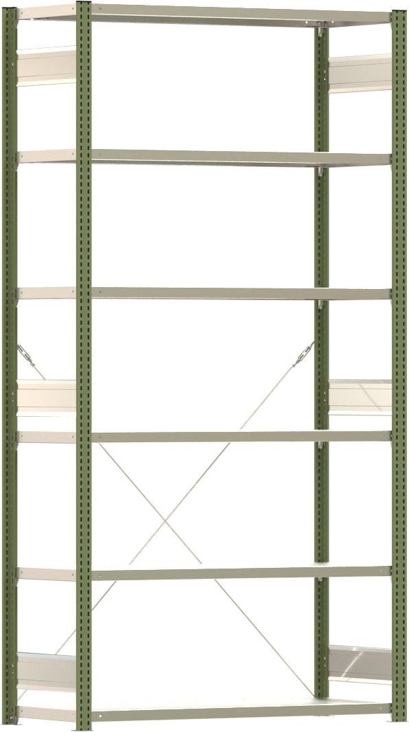 Fachbodenregal BERT - Breite: 128,5 cm - Tiefe: 50 cm - Höhe: 250 cm - 6 Böden - Grundregal