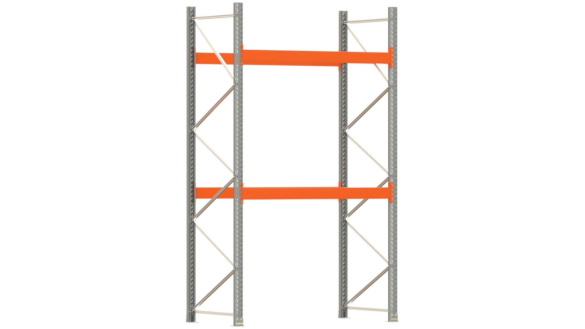 Palettenregal ARTUS - Breite 207 cm - Höhe 350 cm - Tiefe 110 cm - 2 Träger-Ebenen - Fachlast 3000 kg - 6 Palettenstellplätze