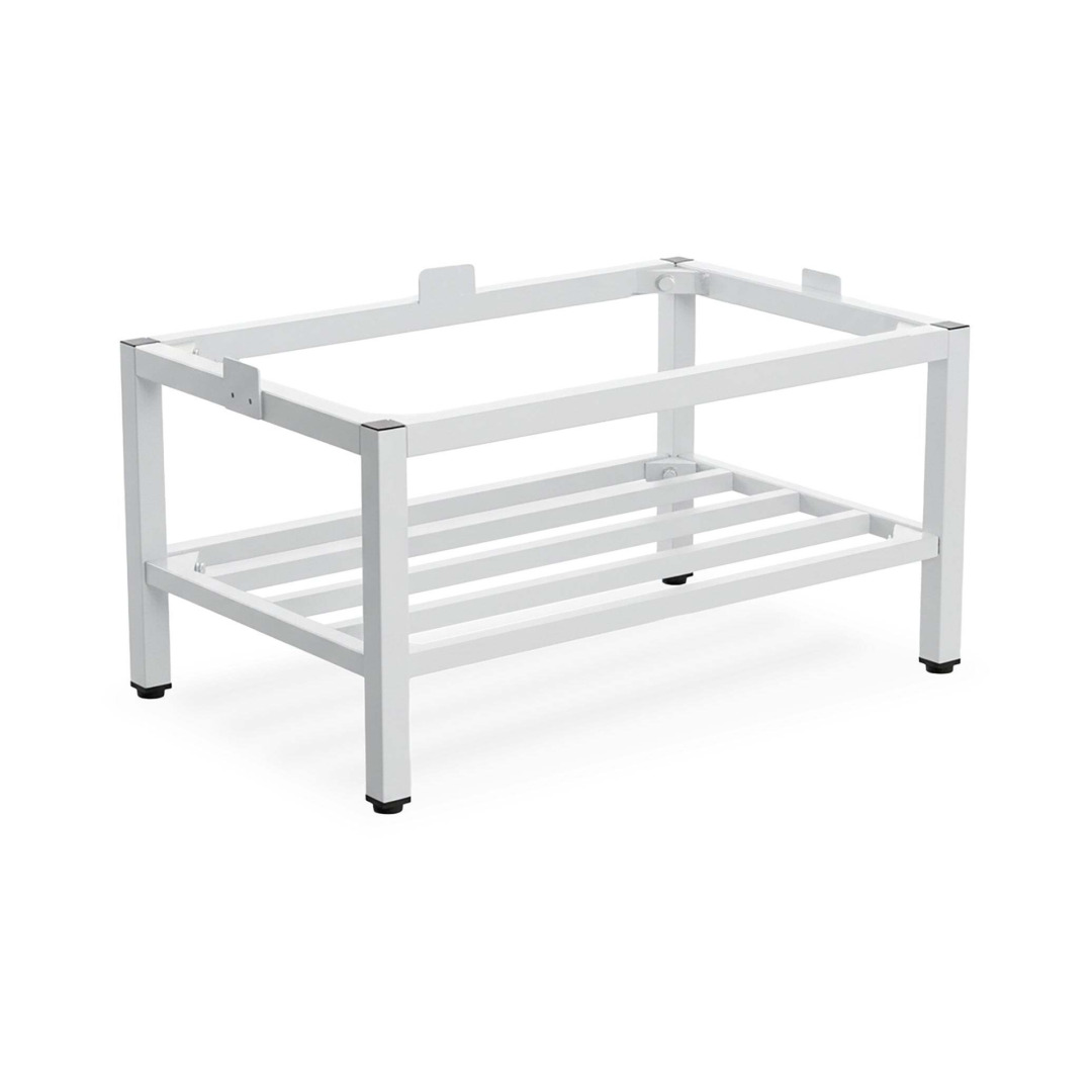 Fußgestell aus Stahl, Breite 80 cm, mit Schuhrost, RAL 7035