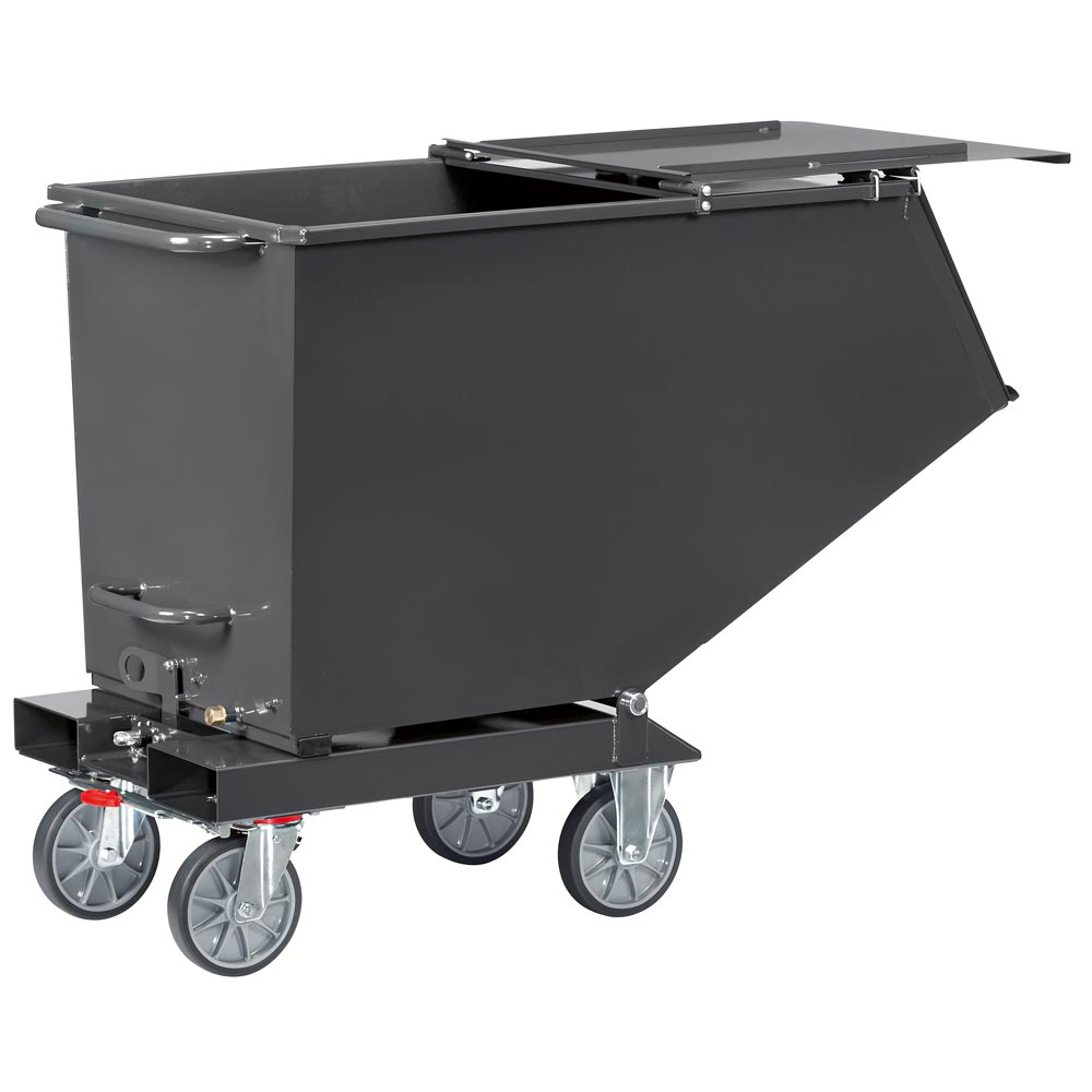 Klappbarer Deckel, 2-seitig zu öffnen, für Muldenkipper BxTxH 1458x1105x1099 mm, RAL 7016 anthrazitgrau