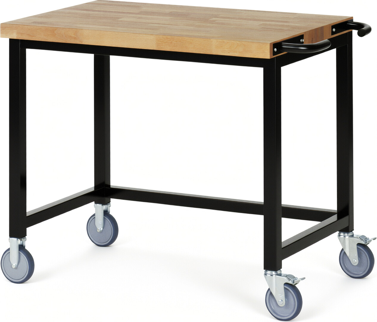 Fahrbare Werkbank - Modell 8000 BASIC schwarz, BxTxH 1000x700x880 mm,  Buche-Massiv Arbeitsplatte 40 mm