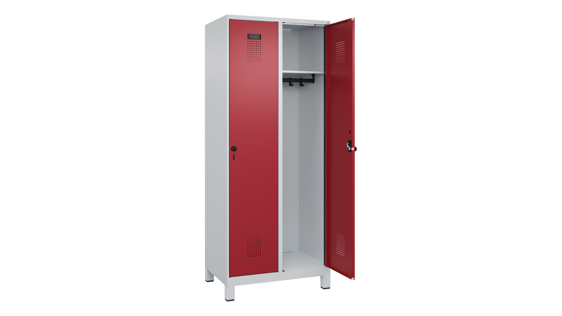 Spind - Garderobenschrank, Breite 80 cm, Höhe 195 cm, Tiefe 50 cm, 2 Abteile