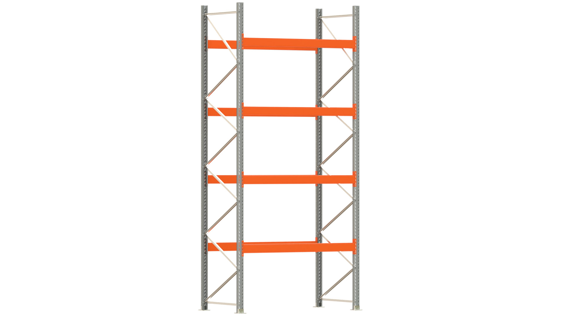 Palettenregal ARTUS - Breite 207 cm - Höhe 450 cm - Tiefe 110 cm - 4 Träger-Ebenen - Fachlast 2250 kg - 10 Palettenstellplätze
