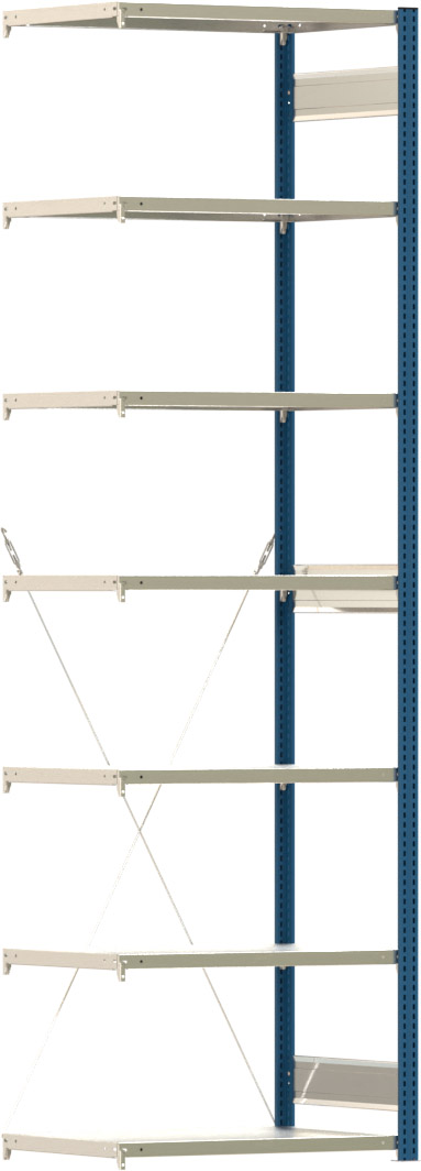 Fachbodenregal BERT - Breite: 87,5 cm - Tiefe: 60 cm - Höhe: 300 cm - 7 Böden - Anbauregal