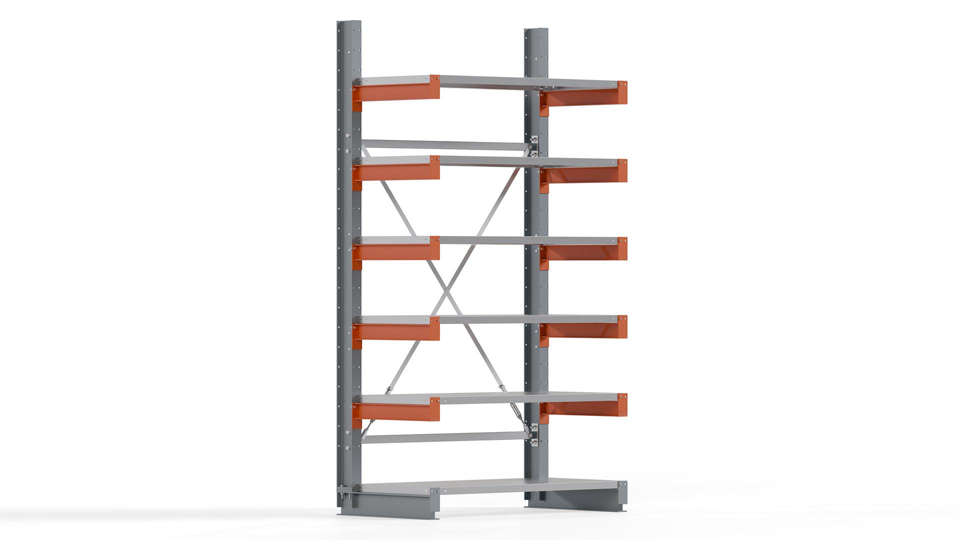Kragarmregal KARL basic - lackiert - Breite: 128 cm - Höhe: 250 cm - Tiefe: 60 cm - Traglast je Kragarm: 730 kg - einseitig