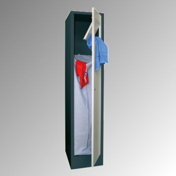 Wäschesammelschrank - 1.850 x 400 x 500 mm (HxBxT) - Sockel - Zylinderschloss - lichtgrau/enzianblau