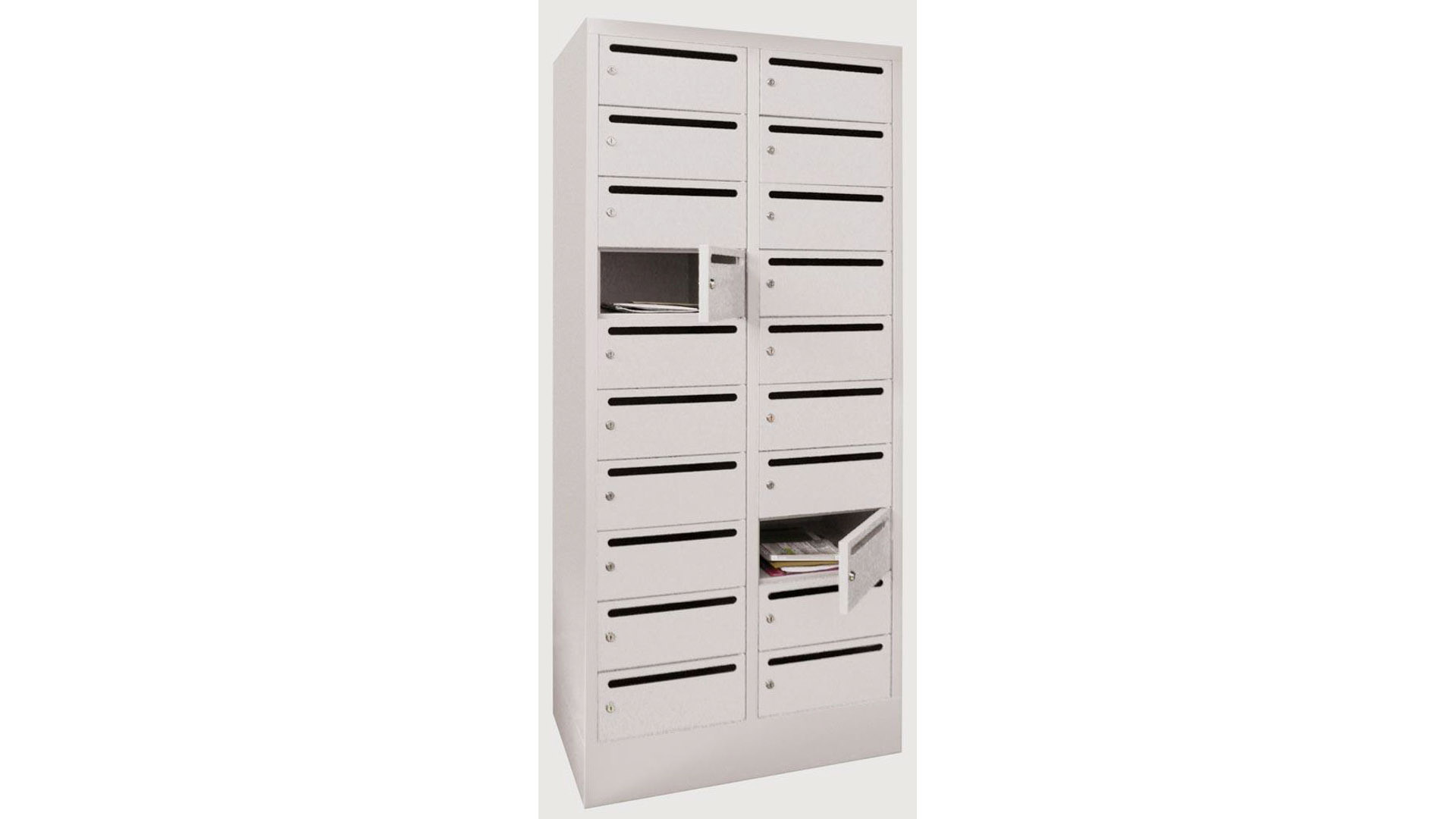 Postverteilerschrank, Breite 60 cm, Höhe 185 cm, Tiefe 50 cm, 10 Fächer